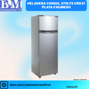 HELADERA CONSUL 370LTS CRD37 PLATA F.HUMEDO