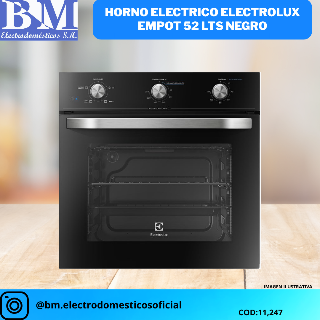 Horno Eléctrico Electrolux Empot 52 Lts Negro