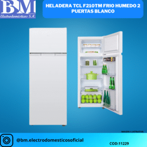 Heladera TCL F210TM Frío Húmedo 2 Puertas Blanco