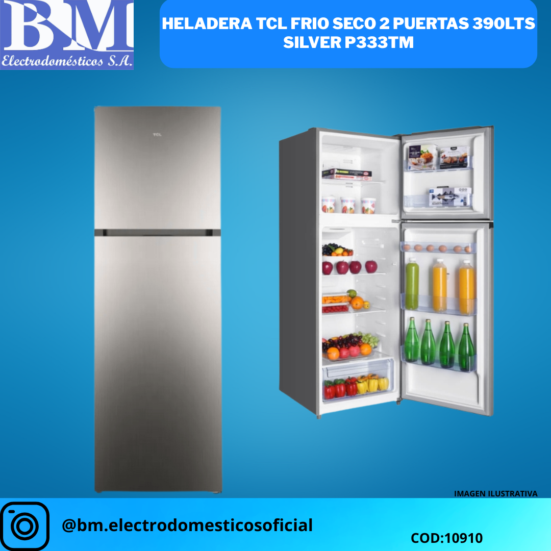 HELADERA TCL Frío Seco 390L