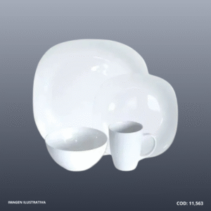 JUEGO DE PLATOS CUADRADOS 16PZS BLANCO KUPS