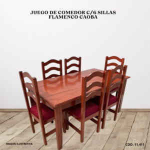 JUEGO DE COMEDOR C/6 SILLAS FLAMENCO CAOBA